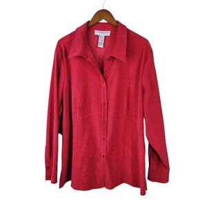 Vintage Ultra Suede Jacket Top Plus Size 24W 3X Velvety Red Shacket  Button Up